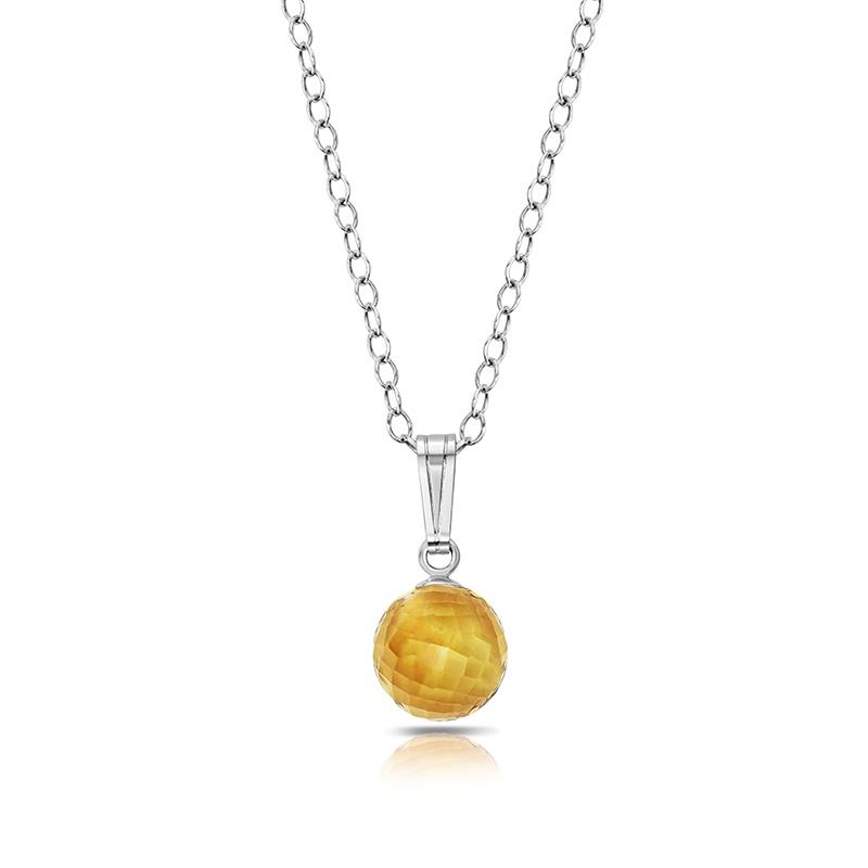 Round Briolette Citrine Necklace (18